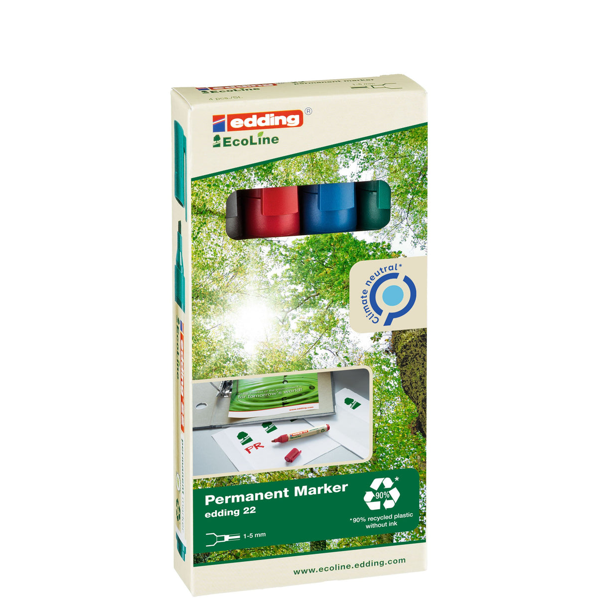 Edding - Filzstift 22 Ecoline diagonal sortiertes Set à 4 Stück
