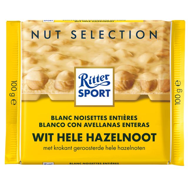 Ritter Sport - Schokolade weiß-ganze Haselnuss 100gr