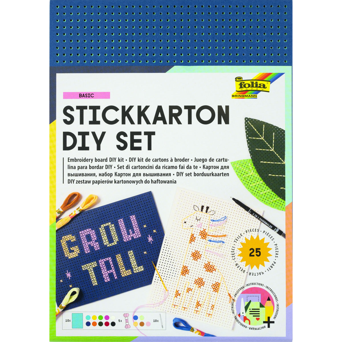 Folia Paper - Stickset Folia 10 Stickkarten - Faden und Nadeln - 25 Stück