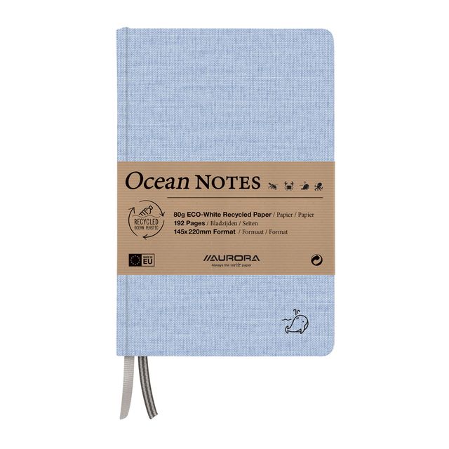 Aurora - Notizbuch Ocean A5 192 Seiten Line 80gr Leinenstruktur Einband blau | 4 Stück