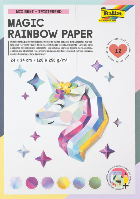 Folia Paper - Regenbogenpapier und Karton Folia 24x34cm 120gr und 250gr 12 Blatt 6 Farbtöne