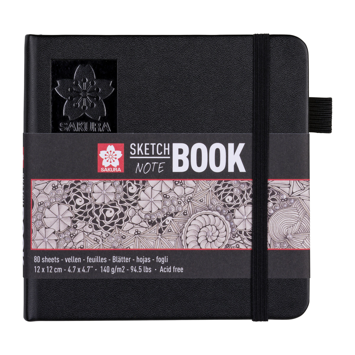 Sakura - Skizzenbuch 80 weiße Blätter 140gr 120x120mm schwarz | 5 Stück