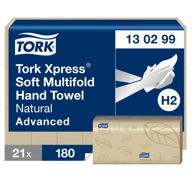 Tork - Handtuch H2 Xpress Advanced Multifold 2-lagig 213x240mm 21x180 Blatt natur 130299