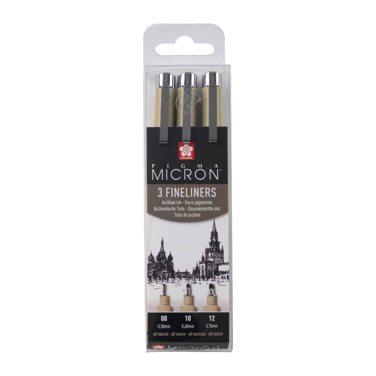 Sakura - Fineliner Pigma Micron 3er-Set Schreibbreiten schwarz | 6 Stück
