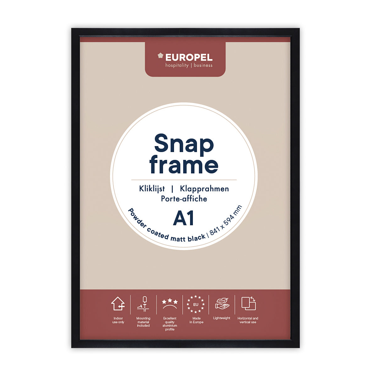 Europel - Klapprahmenfolie A1 25mm mattschwarz