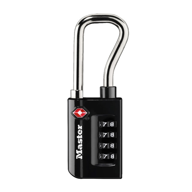 Master Lock - Vorhängeschloss Masterlock 4-stellige Kombination TSA langer Bügel schwarz 35 mm