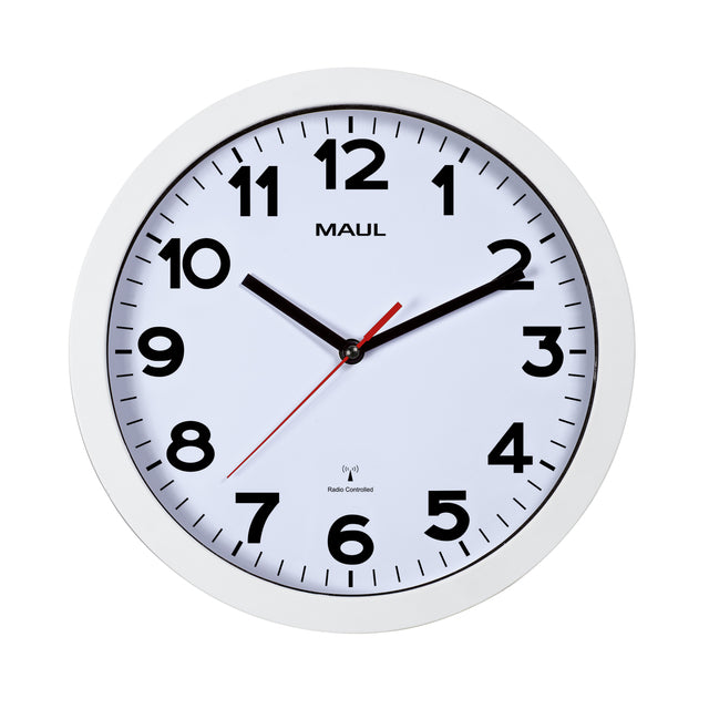 Maul - Wanduhr Step RC Ø30x5cm Kunststoff weiß/weiß