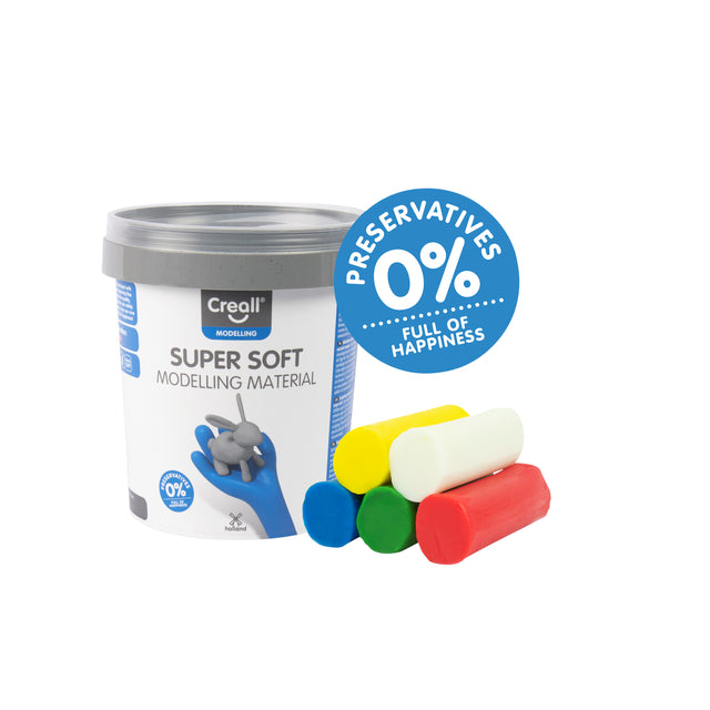 Creall - Clay supersoft rot/blau/grün/gelb/weiß 450gr
