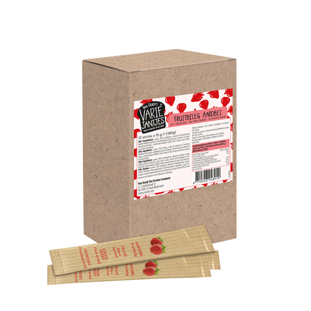 Van Oordt - Fruchtaufstrich VarieJantjes Erdbeeren 12x15 Gramm Sticks | 12 Stück