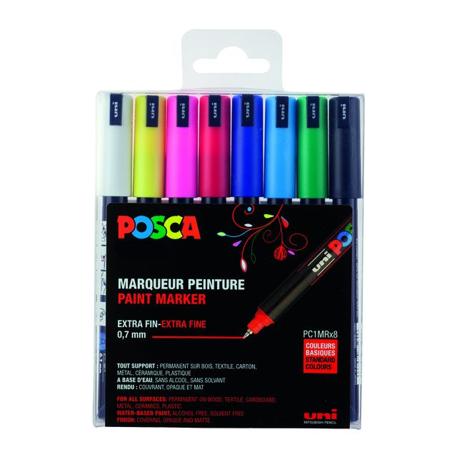 Posca - Paintmarker Uni PC1MR extra fein sortiertes Set mit 8 Stück