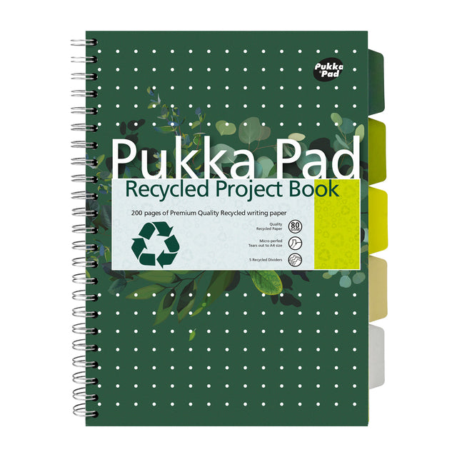 Pukka Pad - Projectboek recy a4 lijn 4-g 200pag 80gr gn | 3 stuks