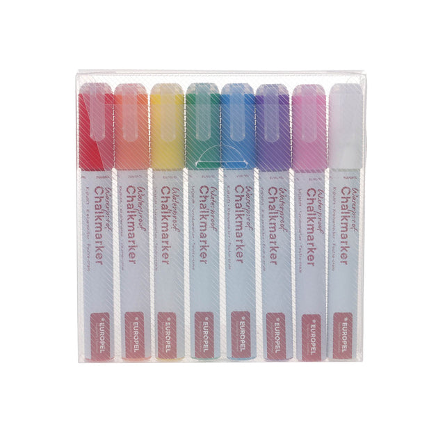 Europel – Kreidemarker-Peel, wasserfest, 3–6 mm, sortiert, 8 Stück