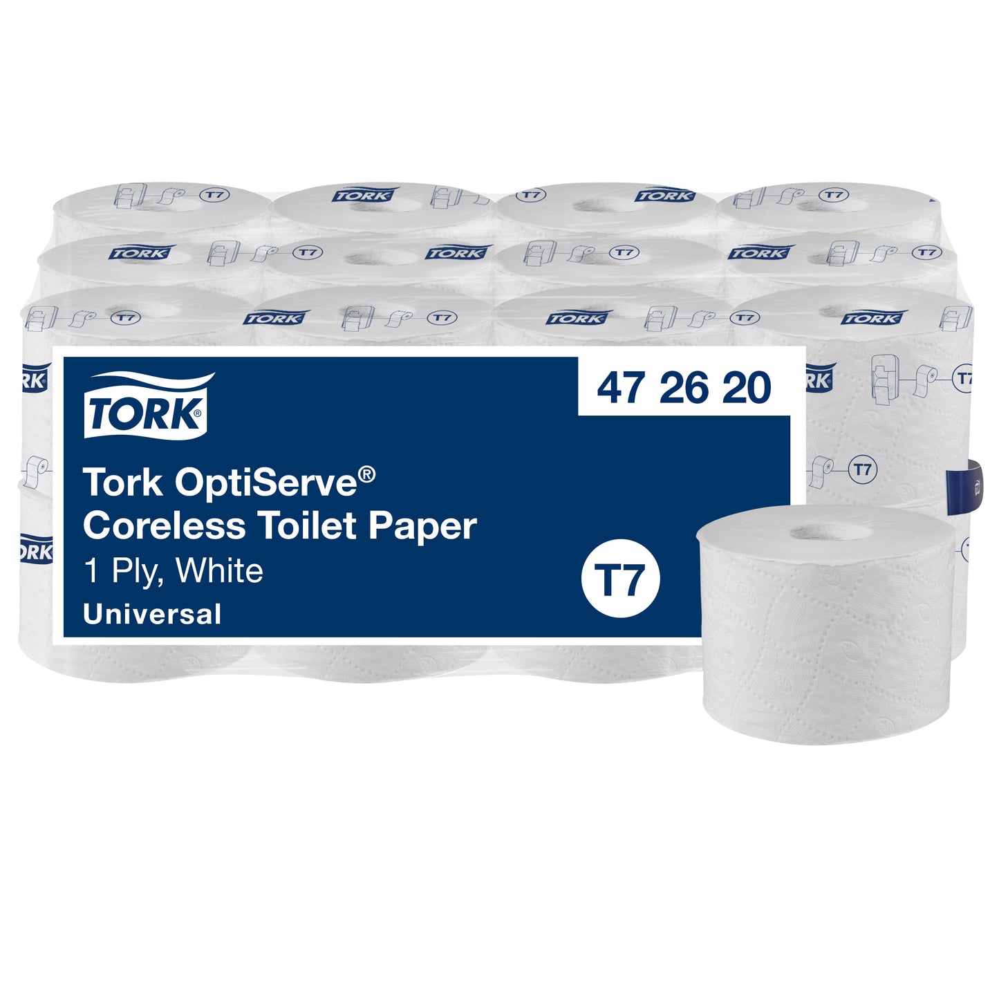 Tork - Toilettenpapier T7 Universal OptiServe Coreless 1-lagig 144m weiß 472620