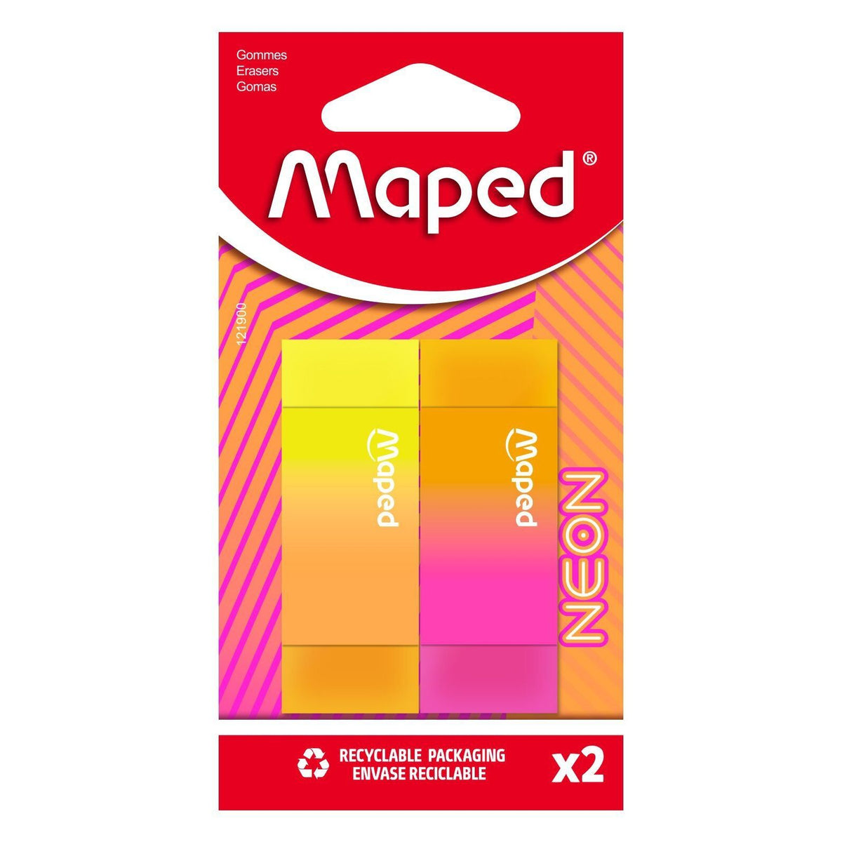Maped - Radiergummi-Neon-Set 2-teilig sortiert