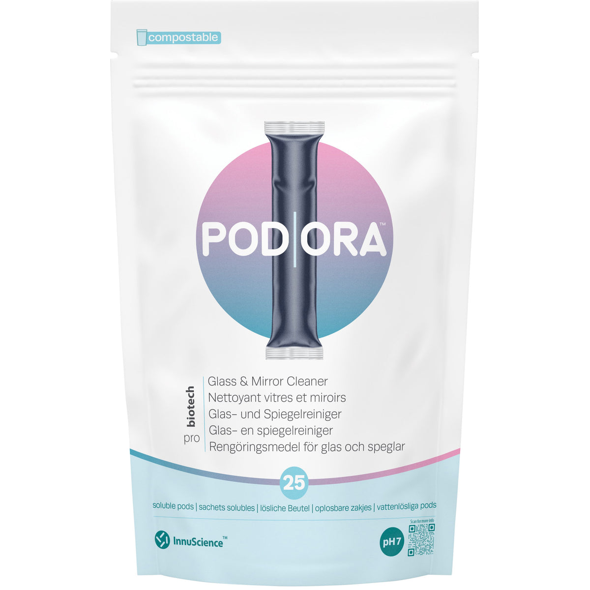 InnuScience - PodOra Glasreiniger-Pods, Packung mit 25 Stück