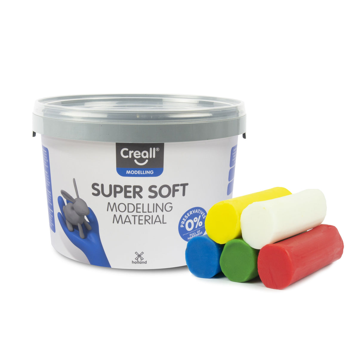 Creall - Clay supersoft rot/blau/grün/gelb/weiß 1750 Gramm