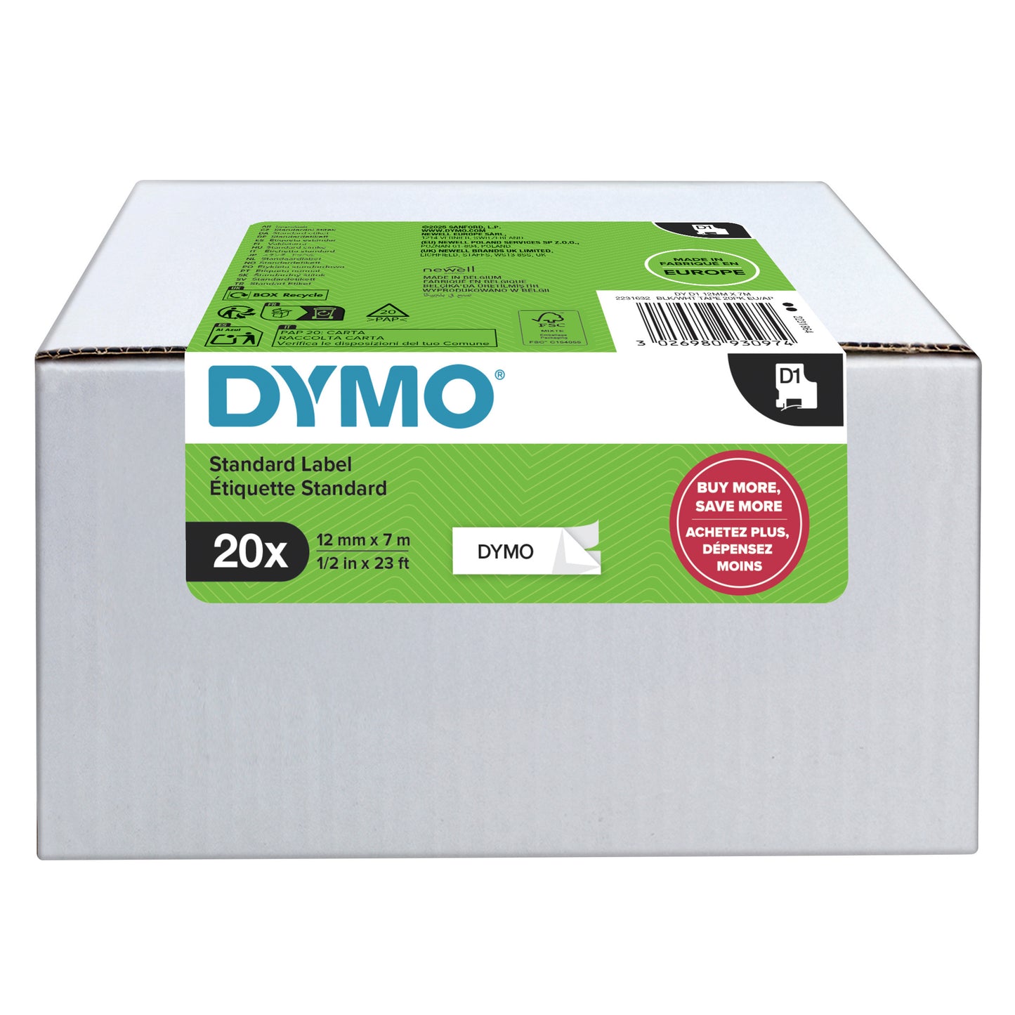 Dymo - Labele labelmanager d1 12mm zwart 20st