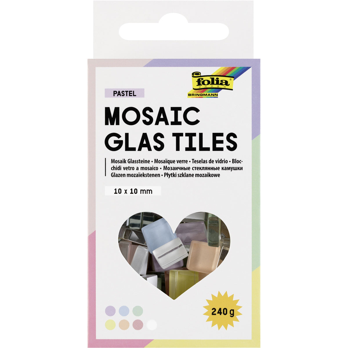 Folia Paper - Mosaiksteine Folia 10x10mm Glas Pastell sortiert | 4 Stück