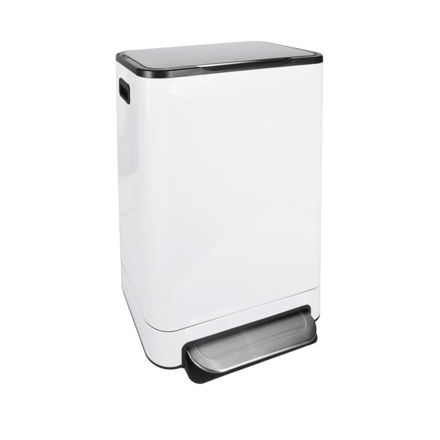 Desq - Treteimer 40 Liter Edelstahl weiß