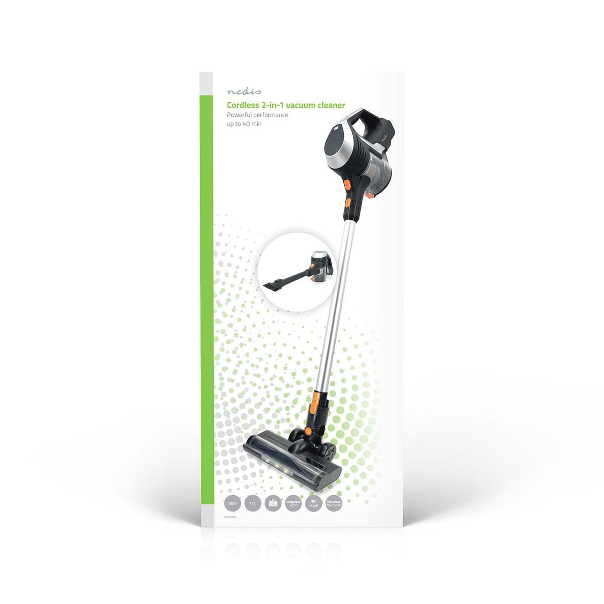 Nedis - Steelstofzuiger 2-in-1 snoerloos hepa 130w