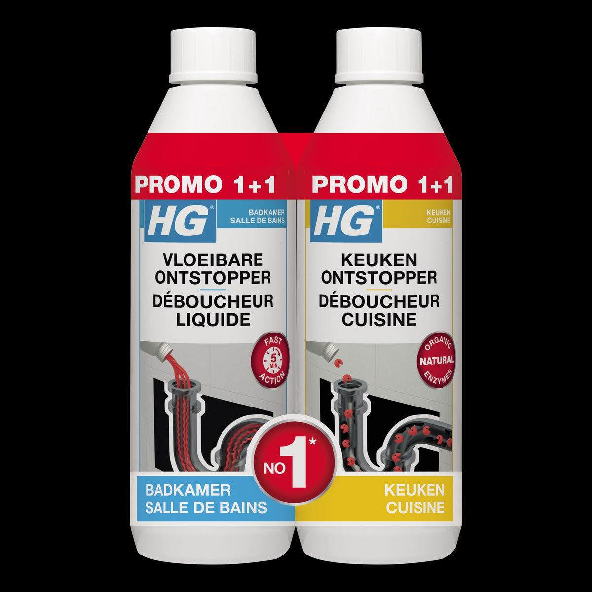 HG - Afvoerontstopper promopack 2x500ml