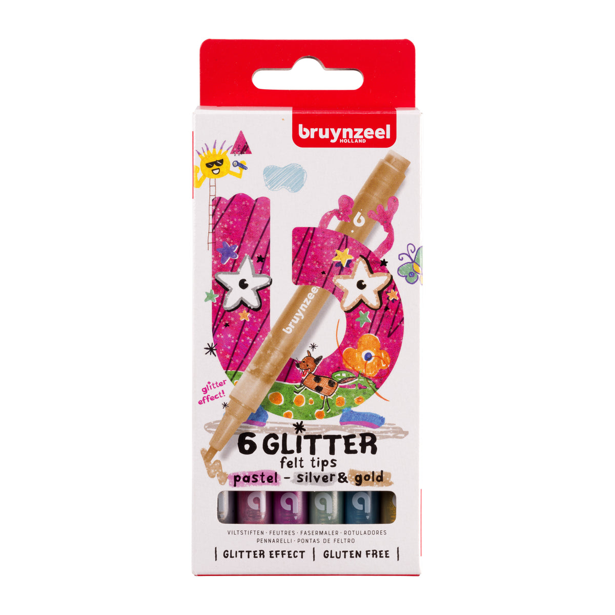 Bruynzeel - Viltstift kids 6 glitterkleuren