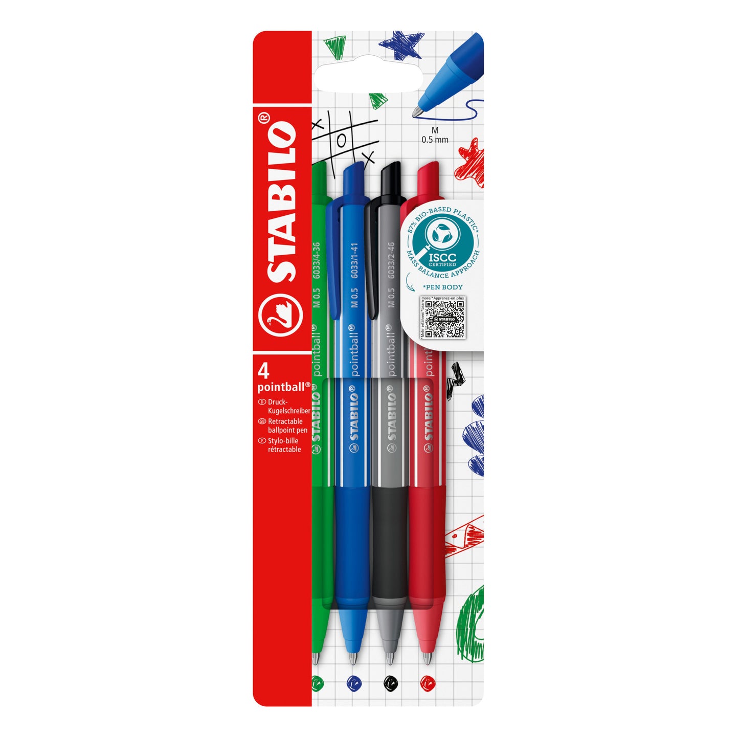 Stabilo - Balpen pointball colorful ass blist à 4st | 5 stuks