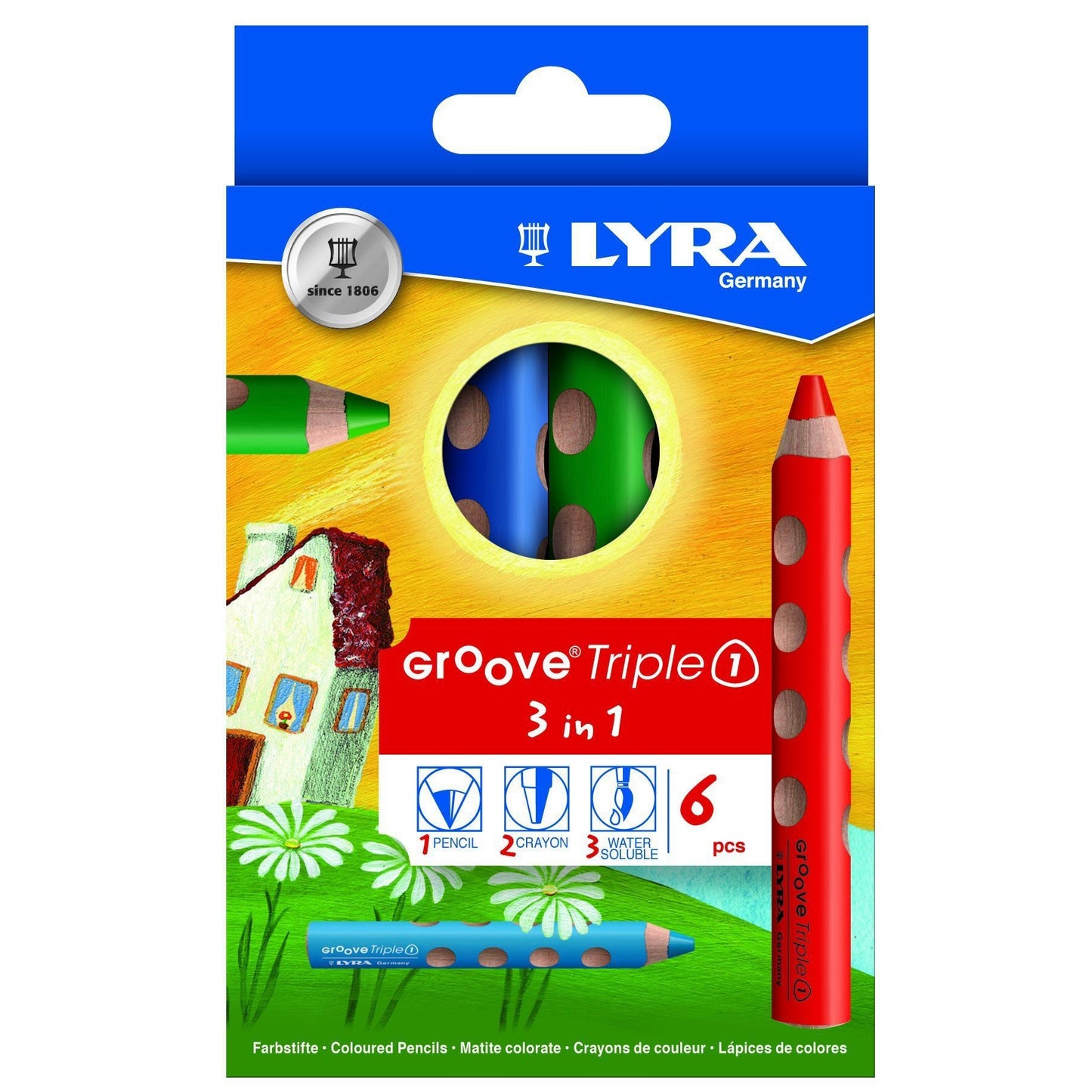 LYRA - Kleurpotlood groove triple one 6 kleuren
