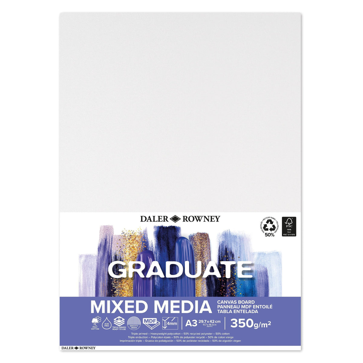 Daler-Rowney - Canvasboard daler rowney graduate a3 wit