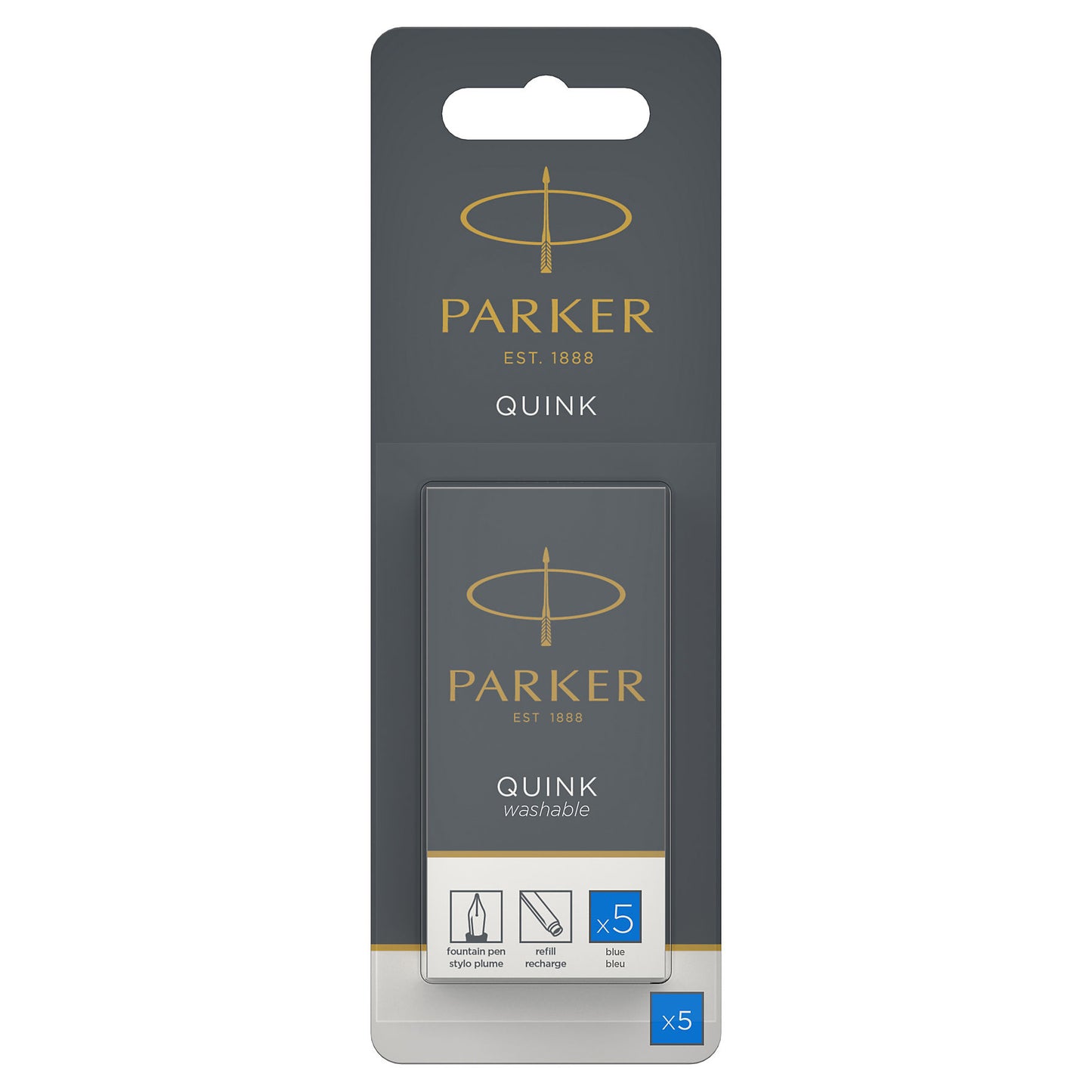 Parker - Inktpatroon quink uitwasbaar blauw 5 stuks