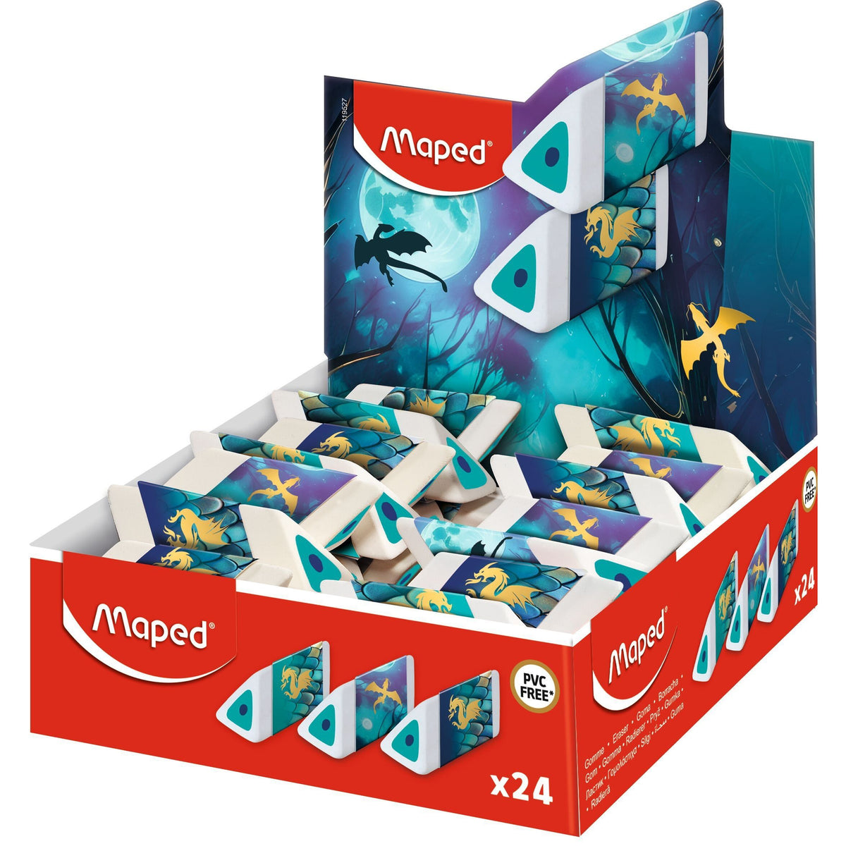 Maped - Gum dragon display 24 kleuren assorti