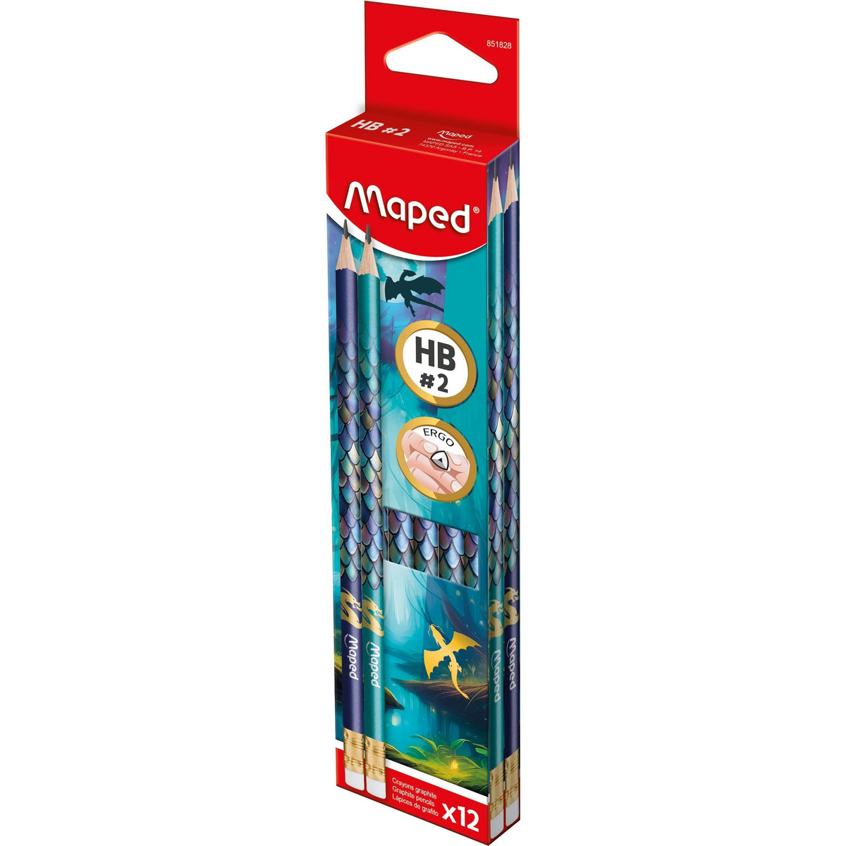 Maped - Potlood dragon hb met gum 12 stuks