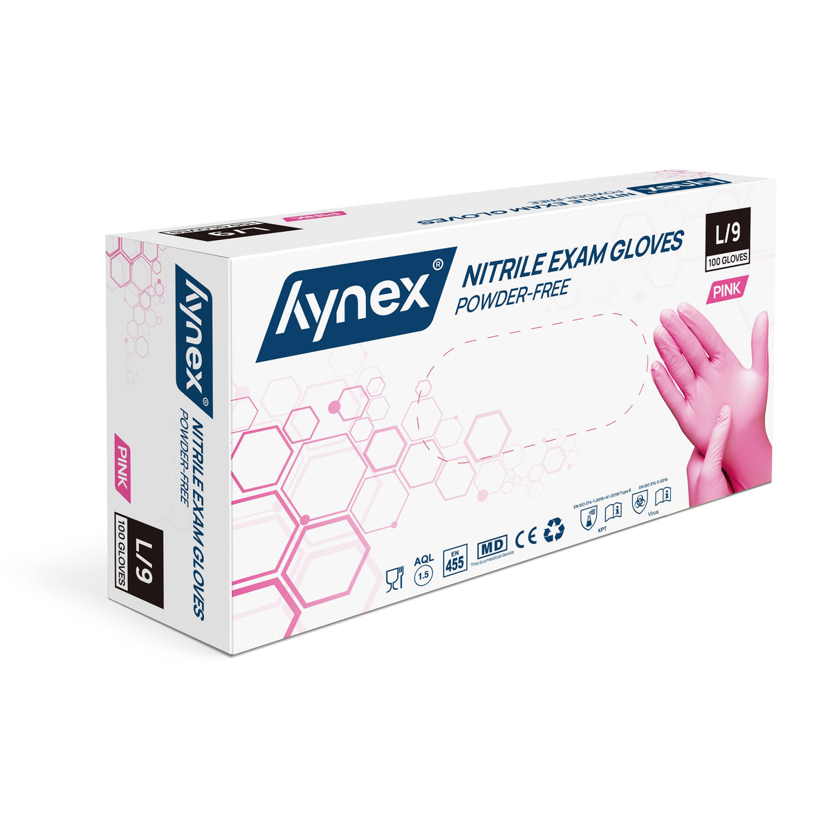 Hynex - Handschoen nitril l roze 3.5gr 100 stuks