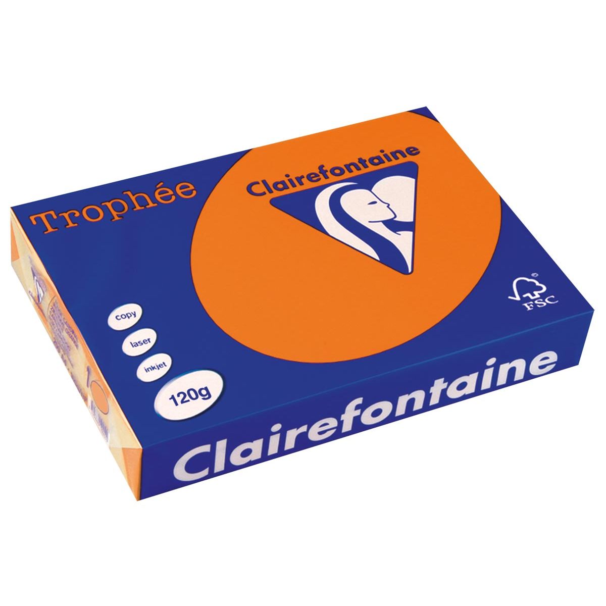 Clairefontaine - Trophée Intens, farbiges Papier, A4, 120 g, 250 Blatt, leuchtendes Orange