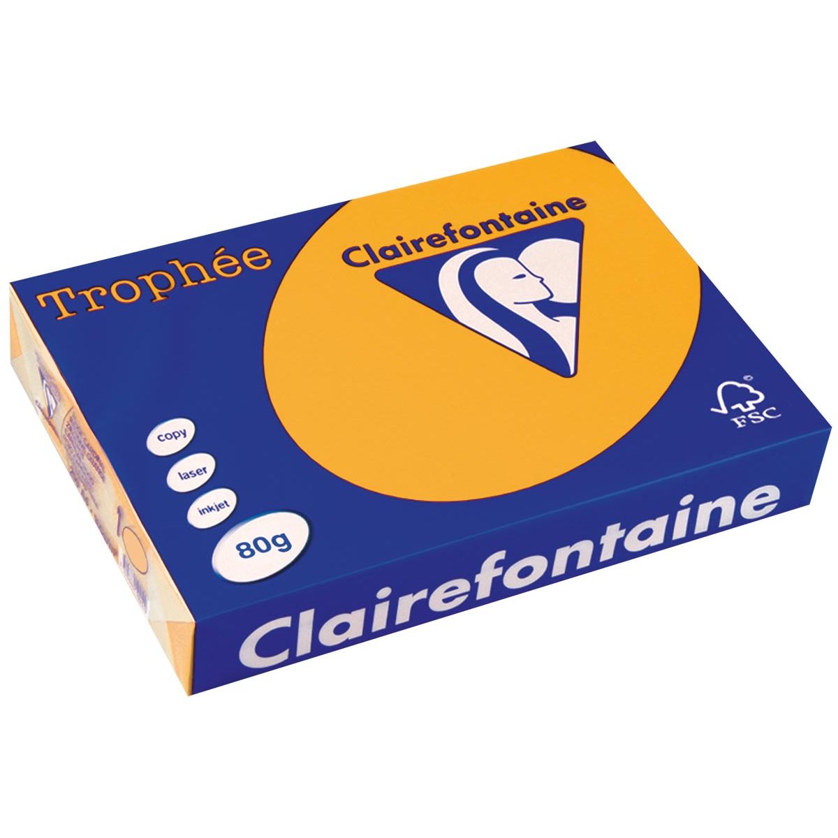 Clairefontaine - Trophée tel, farbiges Papier, A4, 80 g, 500 Blatt, goldgelb