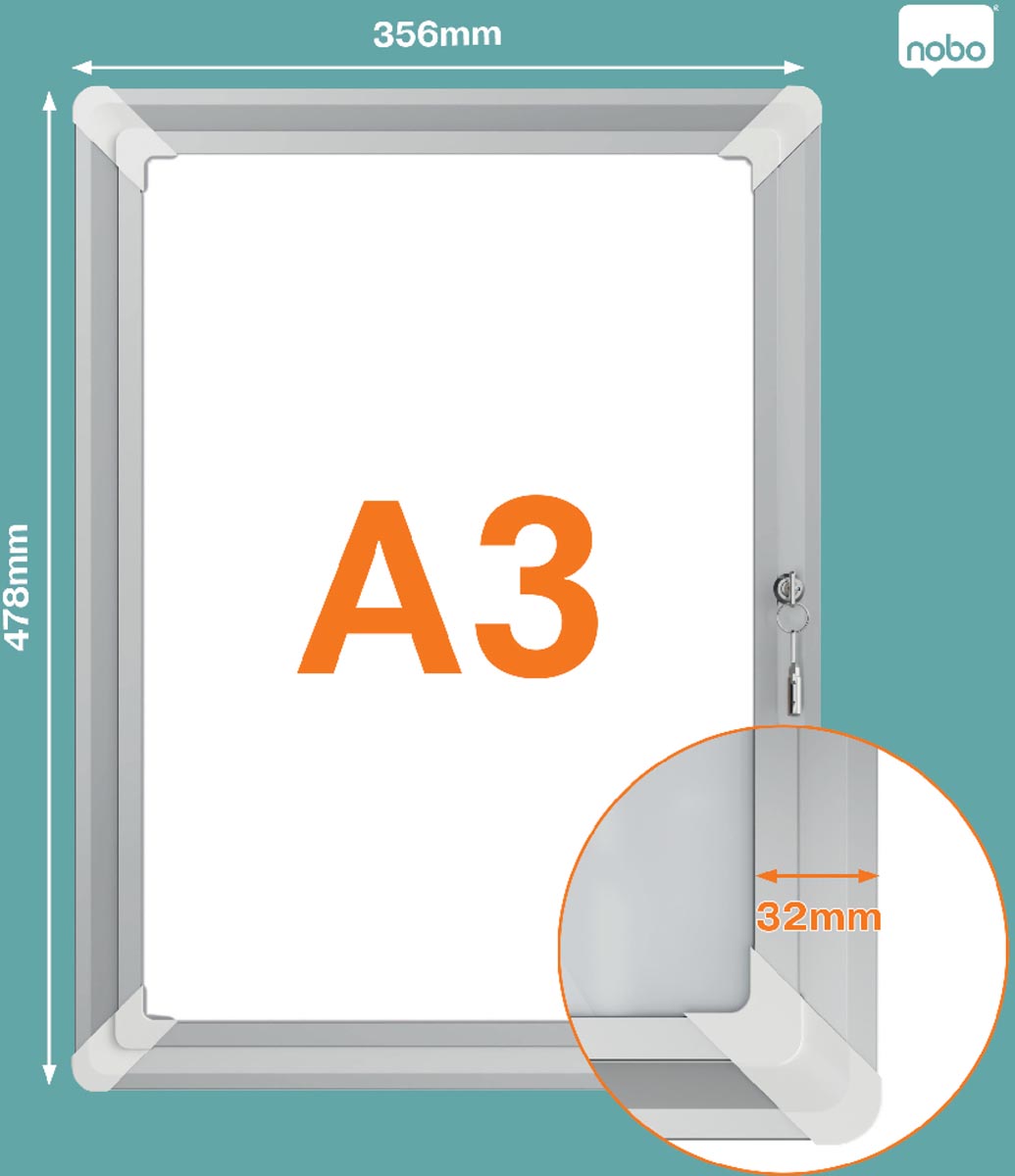 Nobo - clicklijst Plus, uit aluminium, afsluitbaar, ft A3