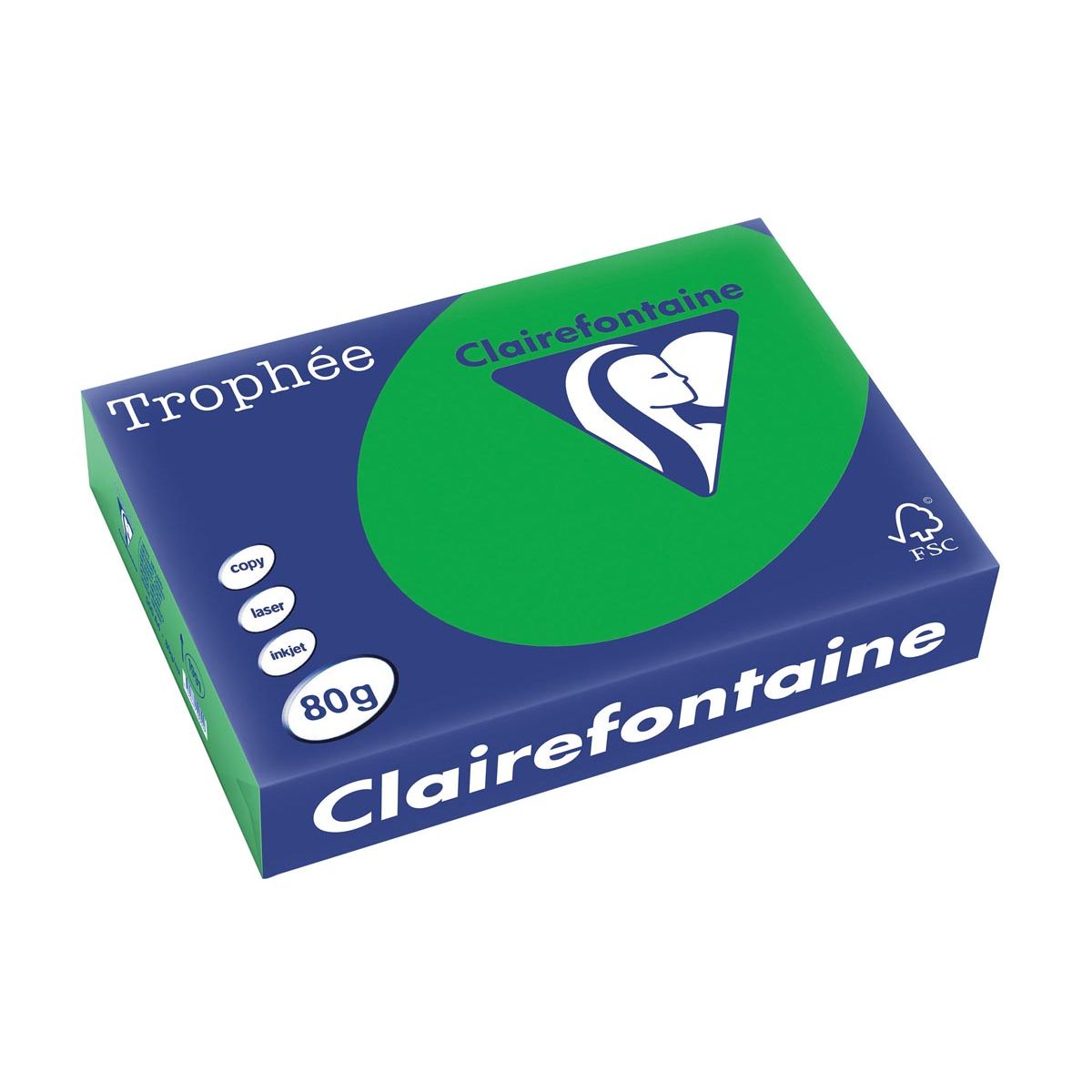 Clairefontaine - Trophée Intens, farbiges Papier, A4, 80 g, 500 Blatt, Billardgrün