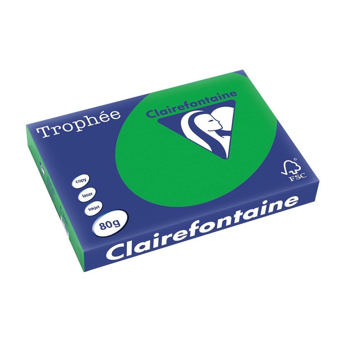 Clairefontaine - Trophée Intens, farbiges Papier, A3, 80 g, 500 Blatt, bijartgrün