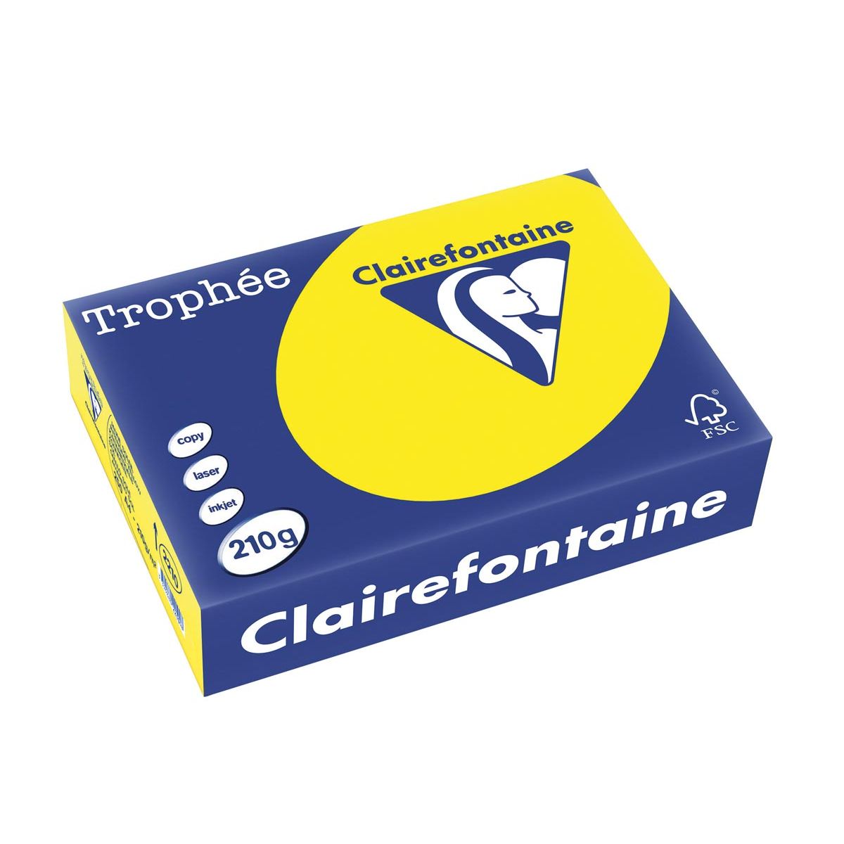 Clairefontaine - Trophée Intens, farbiges Papier, A4, 210 g, 250 Blatt, Sonnenuntergangsgelb