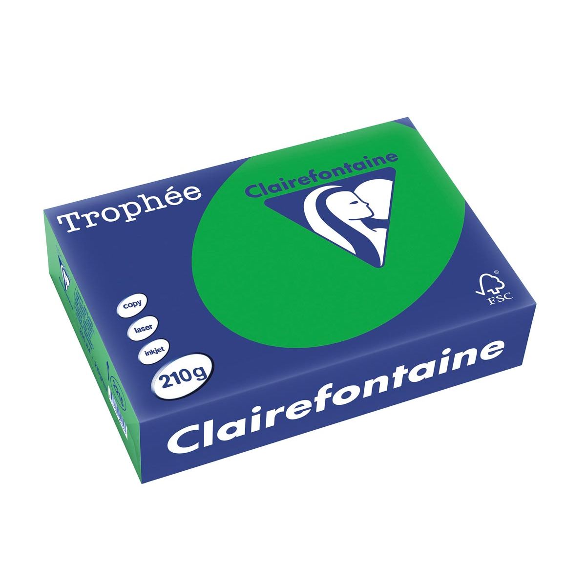 Clairefontaine - Trophée Intens, farbiges Papier, A4, 210 g, 250 Blatt, bijartgrün