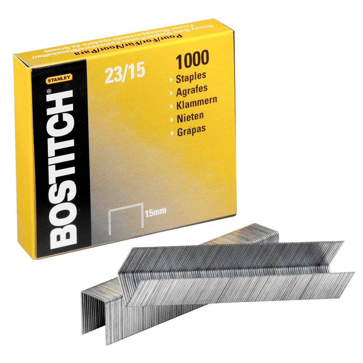 Bostitch - Heftklammern 23-15-1M, 15 mm, verzinkt, für B310HDS, 00540, HD-23L17, HD-12F