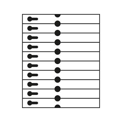 Klika - Schlitzetikett 25x210mm auf Laserblatt A4
