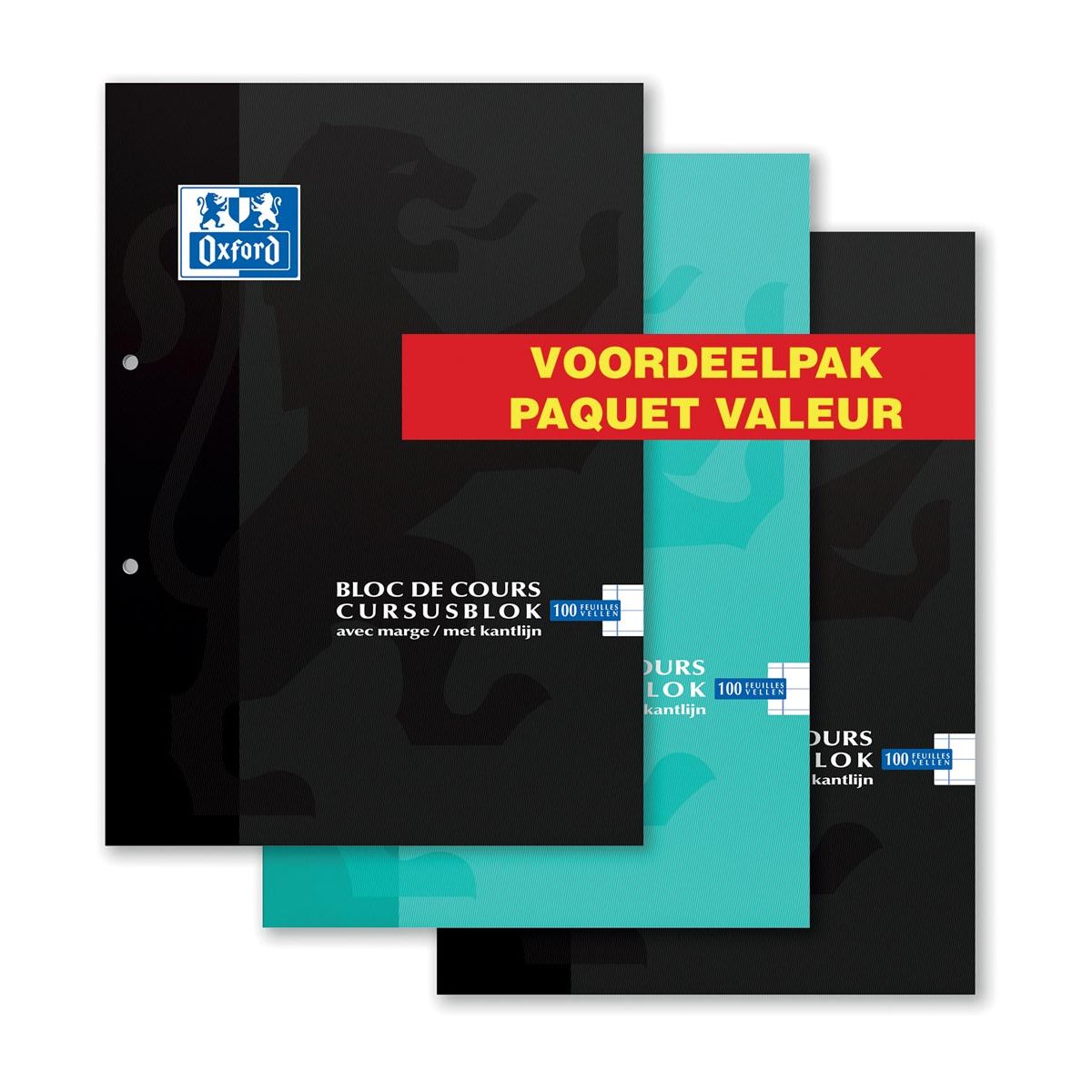 Oxford - Kursblock Schule A4 2-Loch-Linie 100 Blatt Vorteilspack sortiert