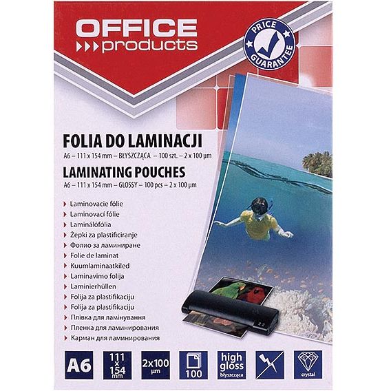 OFFICE products - lamineerhoes A6, 200 micron (2 x 100 micron), pak van 100 stuks