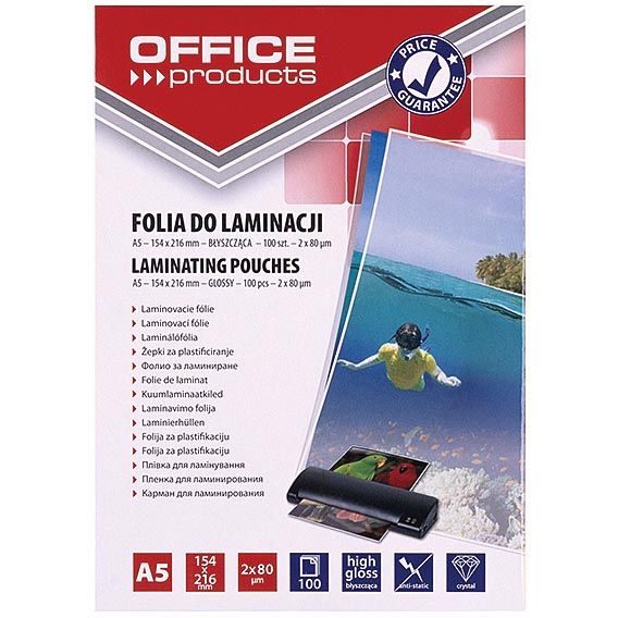 OFFICE products - lamineerhoes A5, 160 micron (2 x 80 micron), pak van 100 stuks