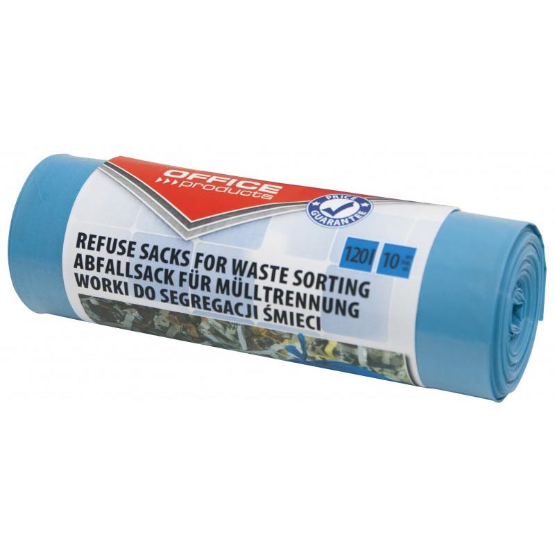 OFFICE products - vuilniszak, LDPE, 35 micron, 120 liter, blauw, rol van 10 stuks