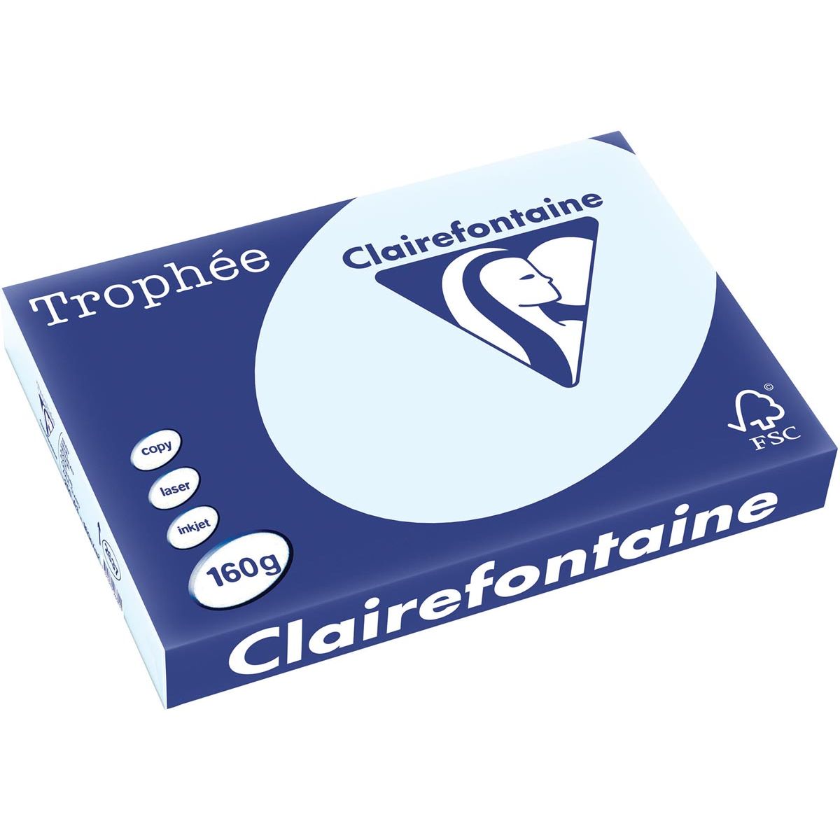 Clairefontaine - Trophée tel, farbiges Papier, A3, 160 g, 250 Blatt, azurblau