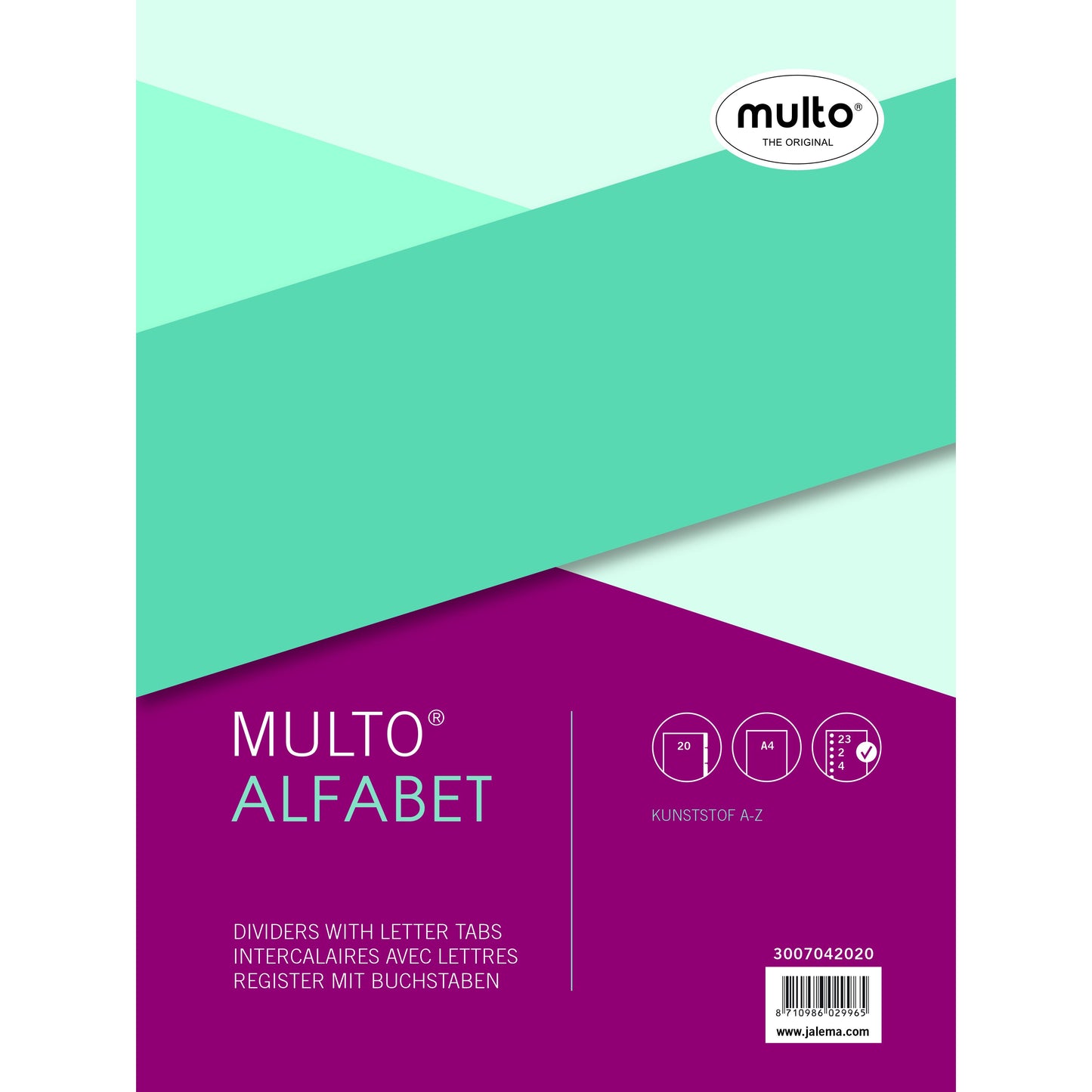 Multo - Tabs A4 23 Löcher 20 Teile A-Z grau