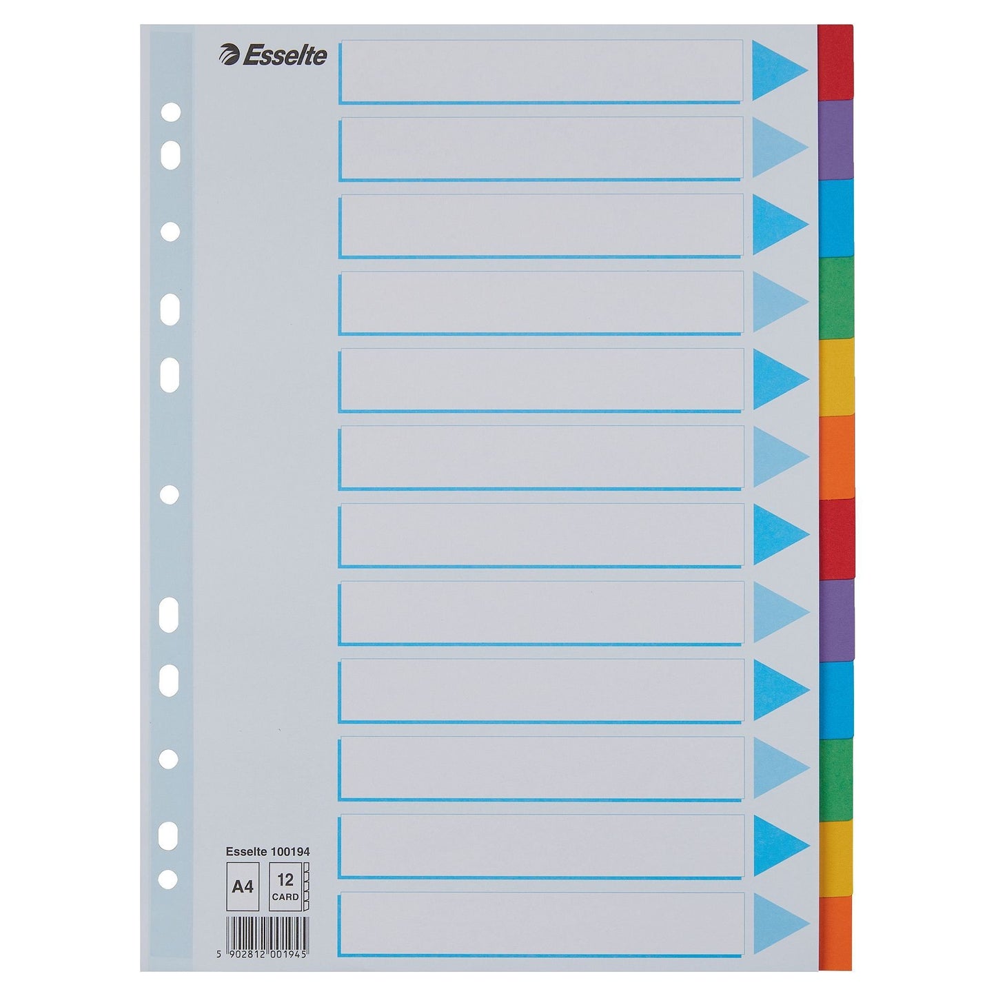 Esselte - Tabs Standard A4 12-teiliger Karton 11-Ring mit Deckblatt sortiert