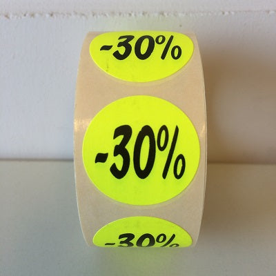 Klika - Etikett fluoreszierend gelb 27mm -30% 500/Rolle 30 Stück